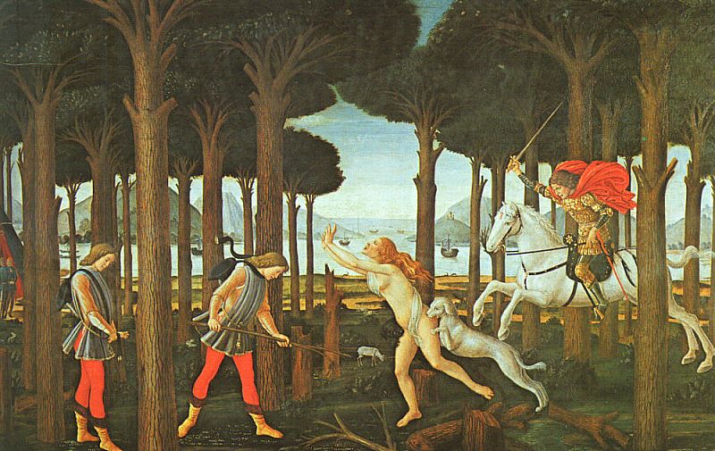Panel I of "The Story of Nastagio degli Onesti